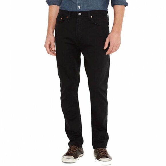 Levi's 522 Men's Slim Taper Fit Jeans Jet Black Denim Stretch Classic Casual 36 - Picture 1 of 13